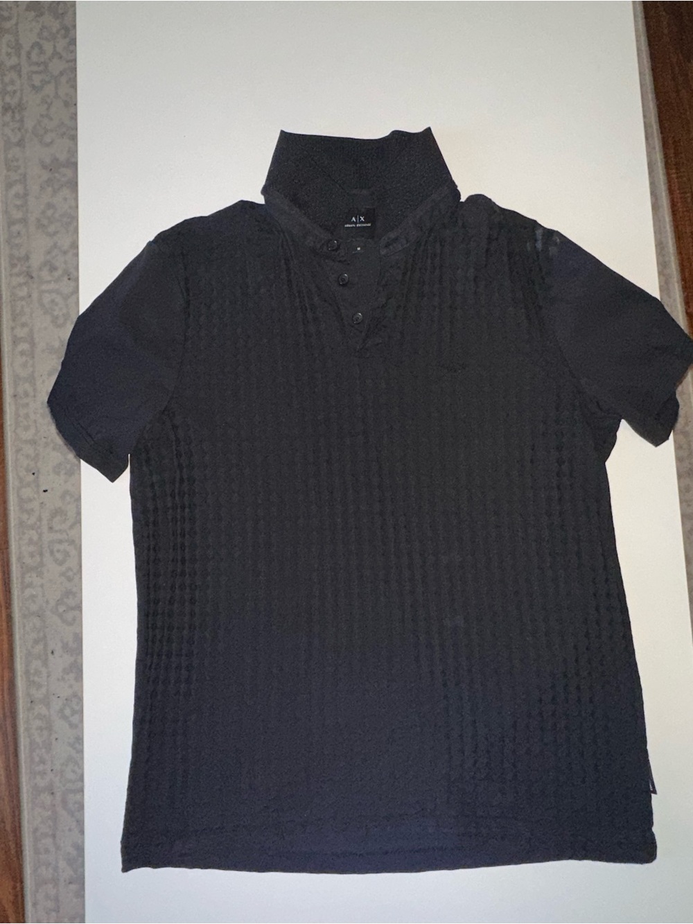 A/X Armani Exchange Black Short-Sleeve Textured Polo